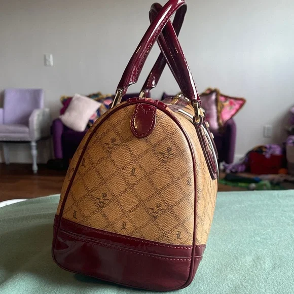 L.A.M.B. Lipstick Red patent Leather & Monogram canvas bag Gwen Stefani. Vintage - Picture 3 of 6